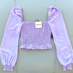 NWT! Superdown 
Romantic | Victorian 
TANYA Smocked Top
in Lavender - Size Small